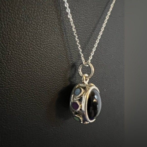 Sterling Silver Black Onyx Necklace - Picture 3 of 4